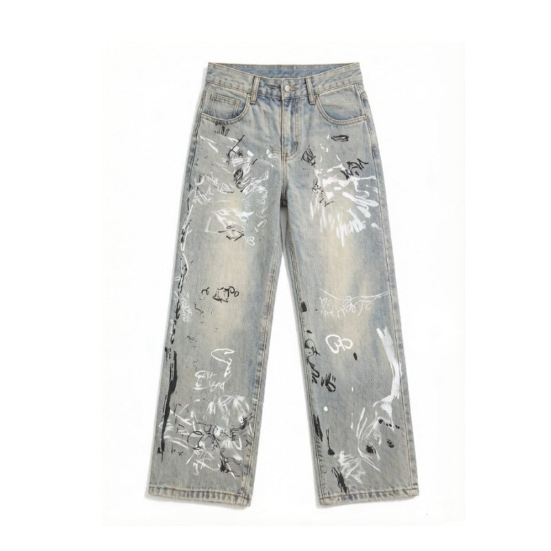 Damen Modische Ripped Skinny Jeans mit kreativen Grafiken Nord Taschen