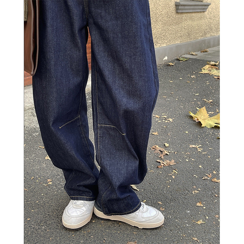 Damen Weite Baggy-Jeans im Relaxed-Fit mit hoher Taille und markanten Nahtdetails Nord Taschen