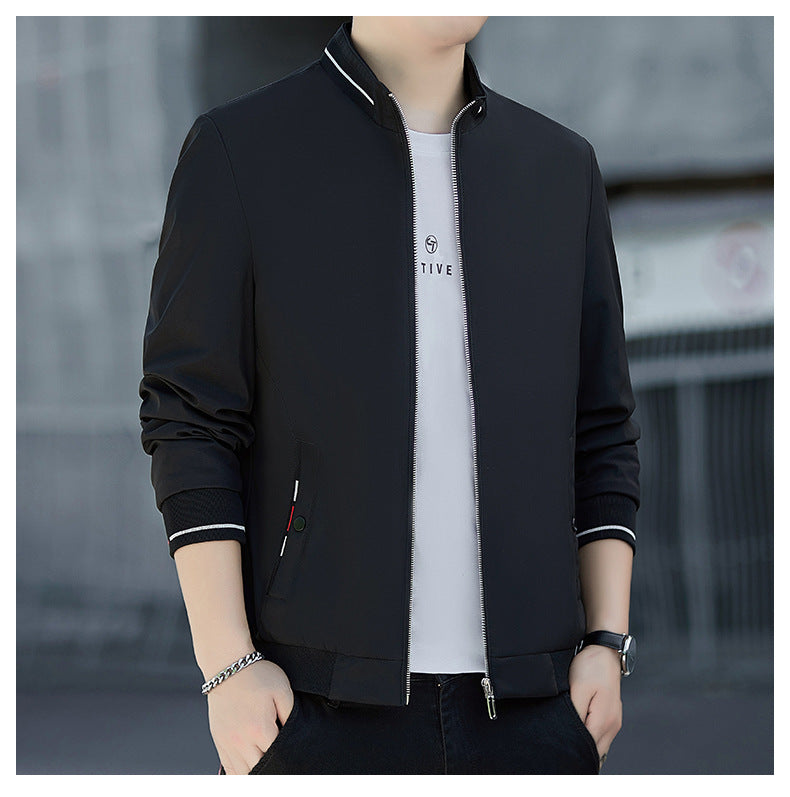 Herren Minimalistische Softshell-Bomberjacke mit Stehkragen und Kontraststreifen-Bündchen Nord Taschen