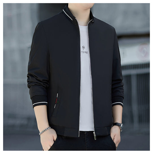 Herren Minimalistische Softshell-Bomberjacke mit Stehkragen und Kontraststreifen-Bündchen Nord Taschen