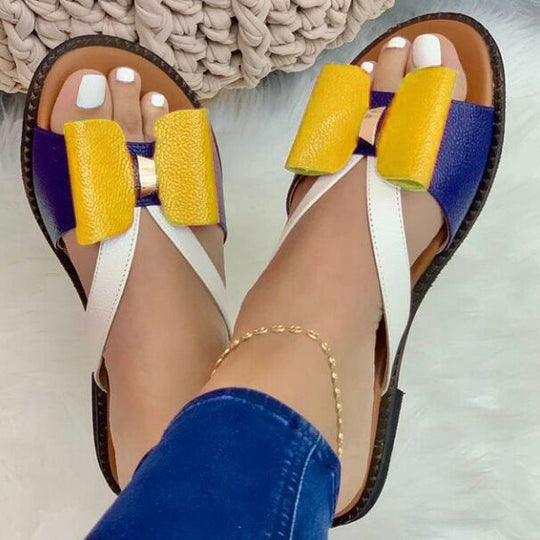 Damen Riemensandalen mit dekorativem Schleifendetail und flexiblem Fußbett