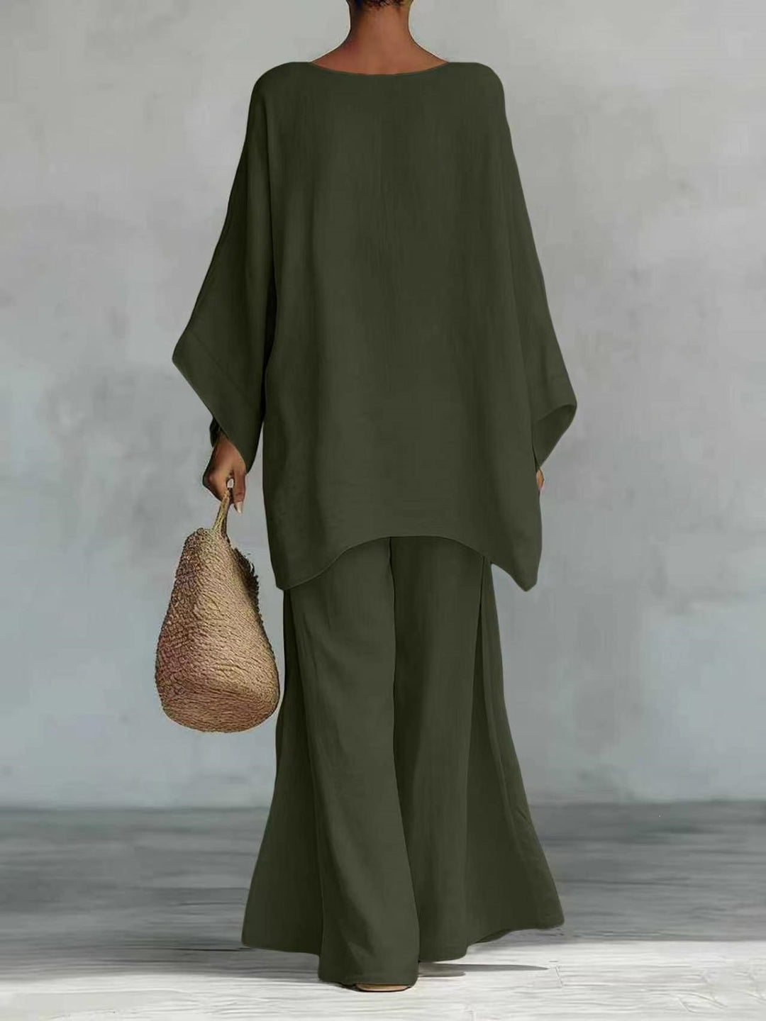 Damen Lässiges Oversize-Kaftanoberteil mit weiten Palazzohosen Nord Taschen