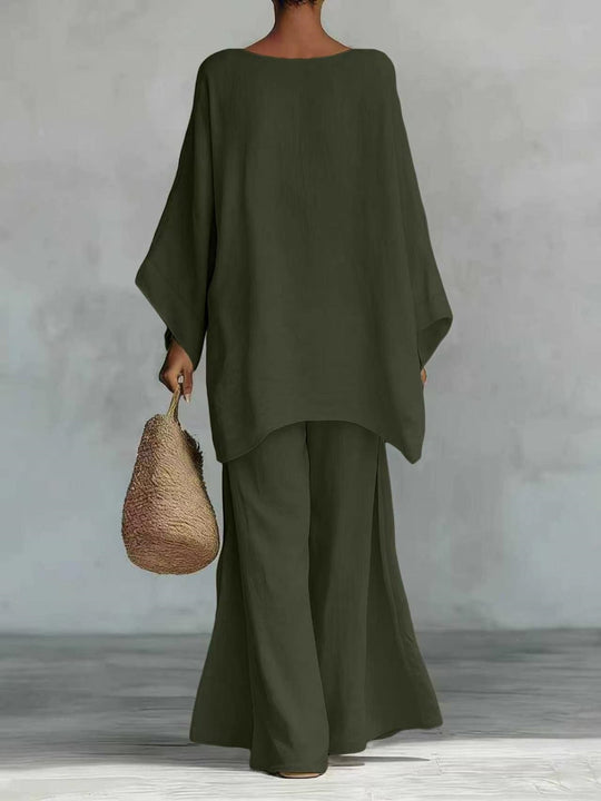 Damen Lässiges Oversize-Kaftanoberteil mit weiten Palazzohosen Nord Taschen