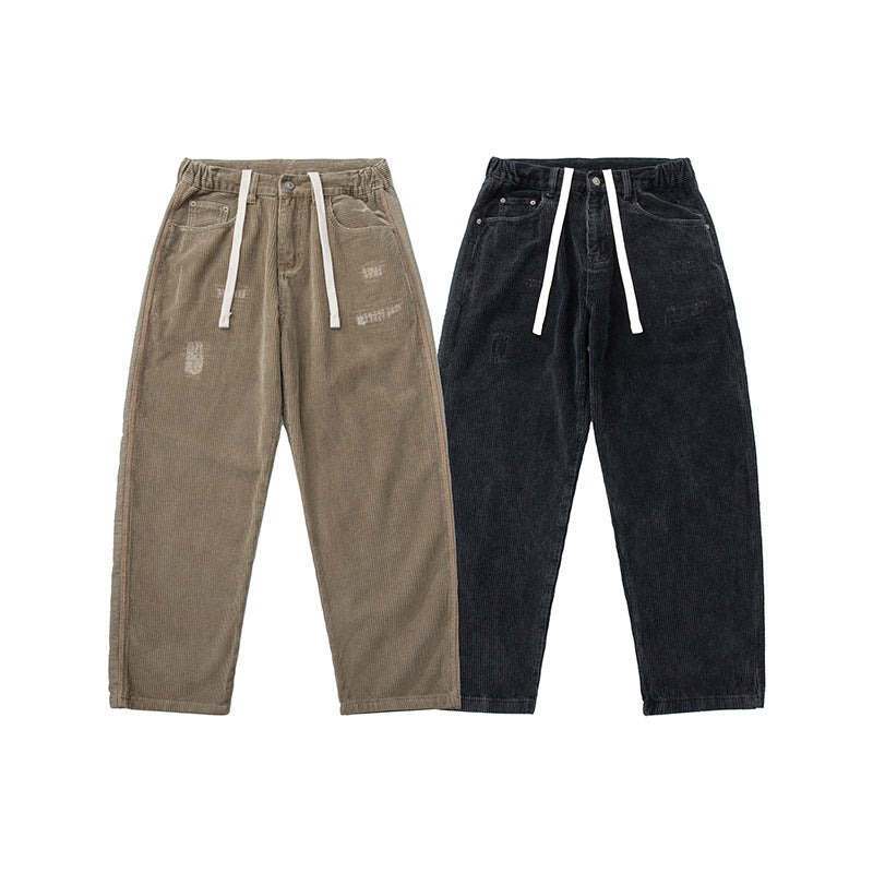 Herren Cordhose im Relaxed-Fit mit elastischem Tunnelzugbund und Used-Details Nord Taschen