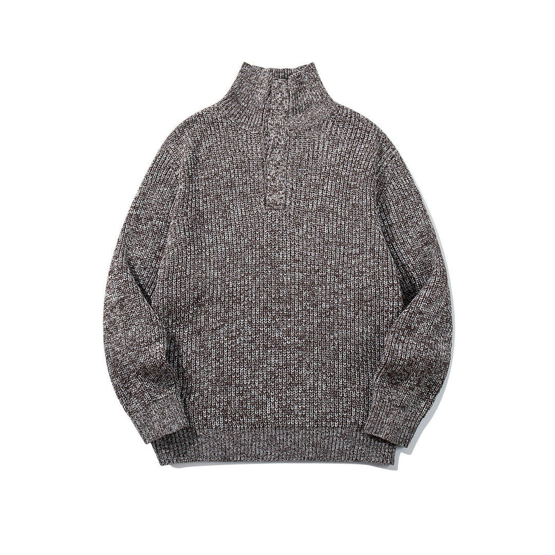 Unisex Grobgestrickter Rollkragenpullover mit halber Knopfleiste Nord Taschen