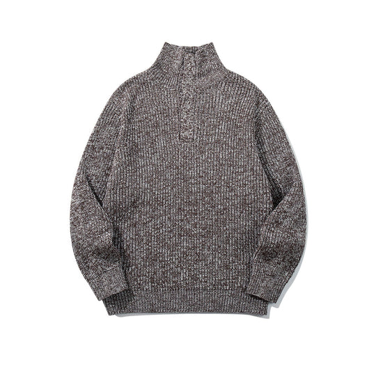 Unisex Grobgestrickter Rollkragenpullover mit halber Knopfleiste Nord Taschen