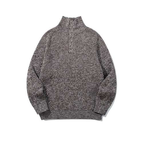 Unisex Grobgestrickter Rollkragenpullover mit halber Knopfleiste Nord Taschen