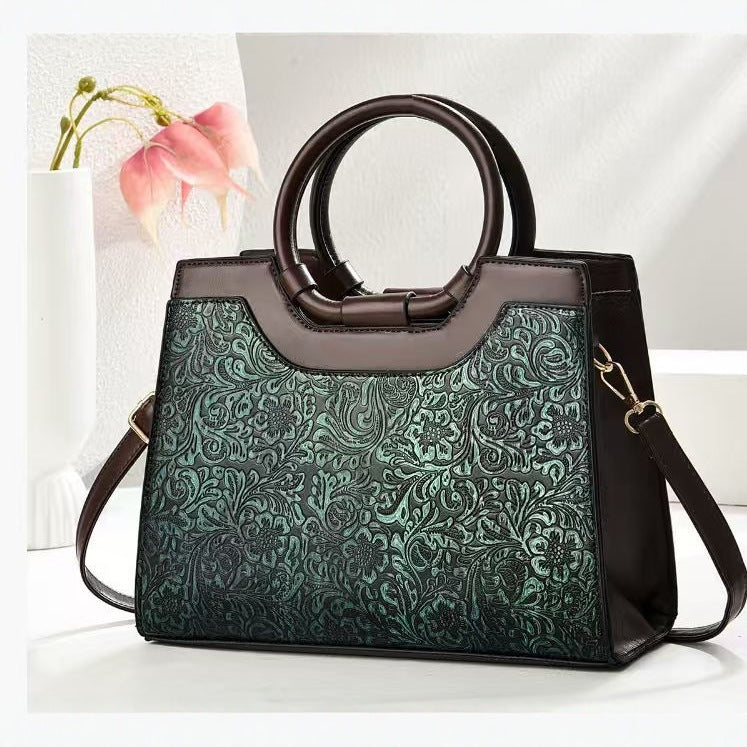 Damen elegante Strukturierte Handtasche mit floralen Mustern Nord Taschen