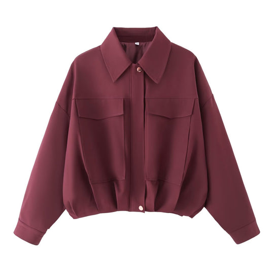 Damen Oversize Utility-Jacke mit Pattentaschen, Drop-Shoulder und elastischem Saum Nord Taschen