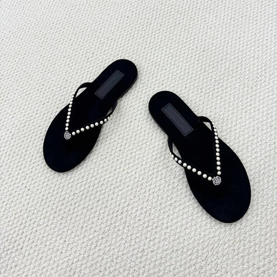 Damen Zehentrenner-Sandalen mit dekorativem Perlenschmuck und komfortablem Fußbett Nord Taschen
