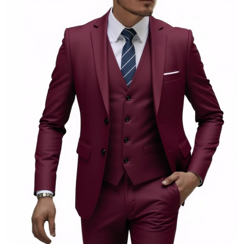 Herren Eleganter taillierter dreiteiliger Anzug mit Weste und leichtem Stretch Nord Taschen