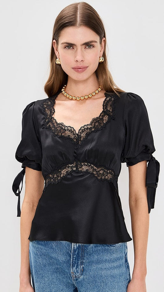 Damen Satinbluse mit Spitzenakzenten Nord Taschen