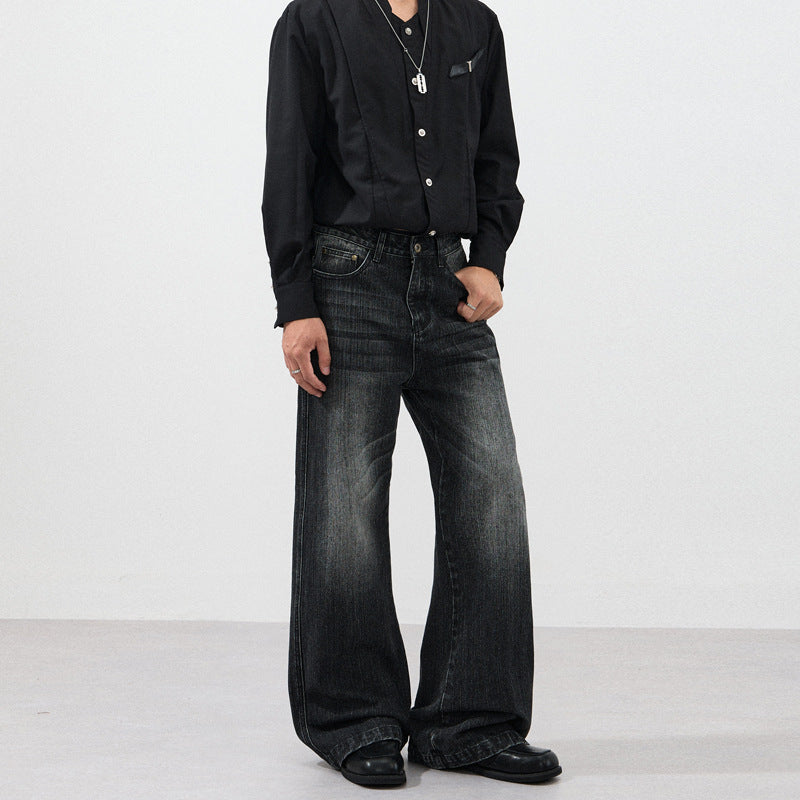 Herren Weite Vintage-inspirierte Five-Pocket-Denim-Jeans im Bodensaum-Baggy-Cut Nord Taschen