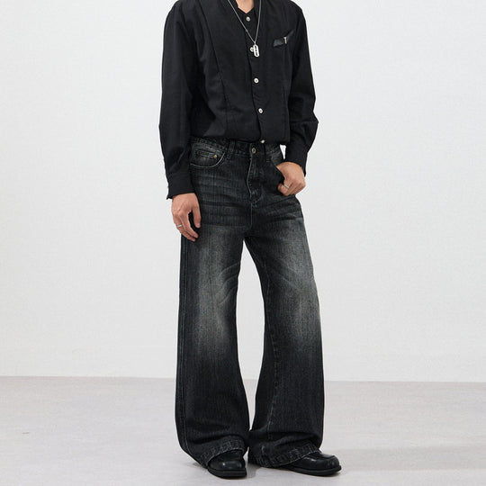 Herren Weite Vintage-inspirierte Five-Pocket-Denim-Jeans im Bodensaum-Baggy-Cut Nord Taschen