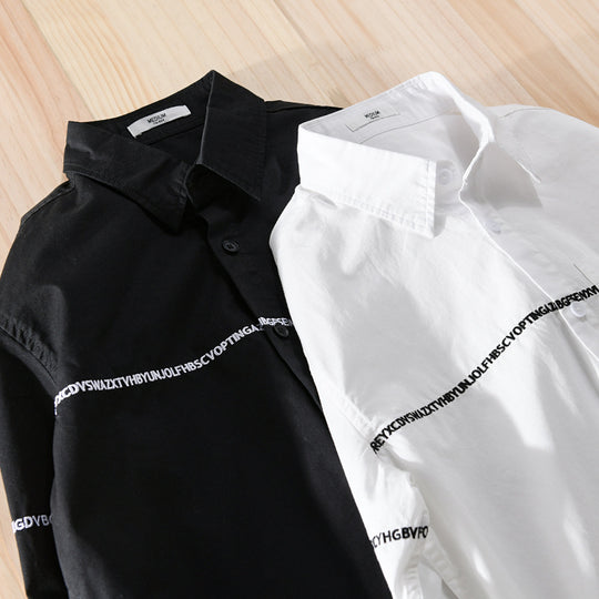 Herren Langarm-Hemd im Overshirt-Stil mit eingearbeitetem Schriftband und Brusttasche Nord Taschen