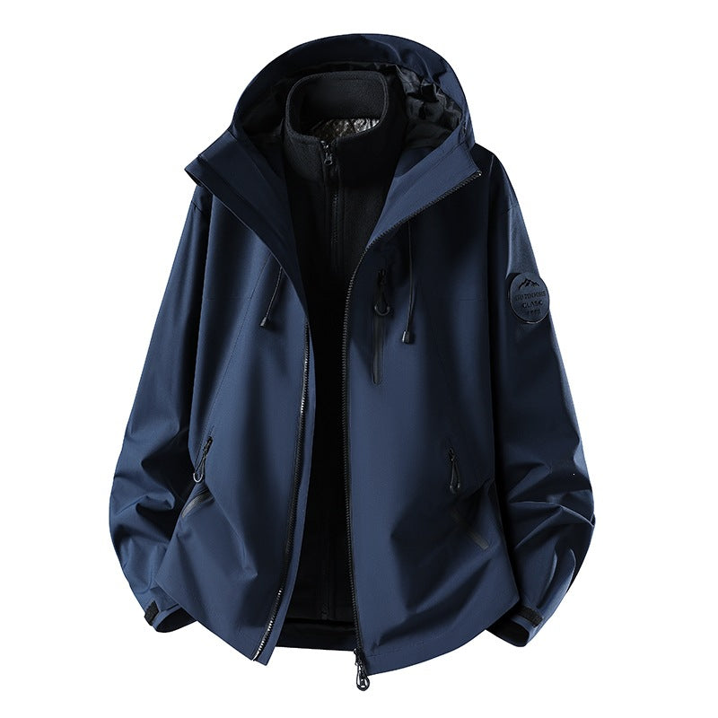 Herren Zweiteilige wasserdichte Outdoorjacke mit abnehmbarer Fleece‑Innenjacke und versiegelten Nähten Nord Taschen