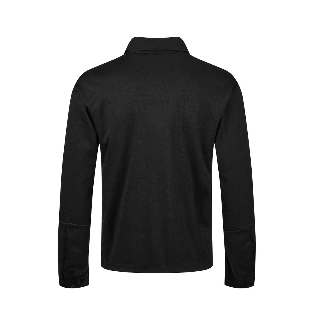 Damen Poloshirt-Langarmshirt mit Hemdkragen, Schriftprint und Strass-Applikation Nord Taschen