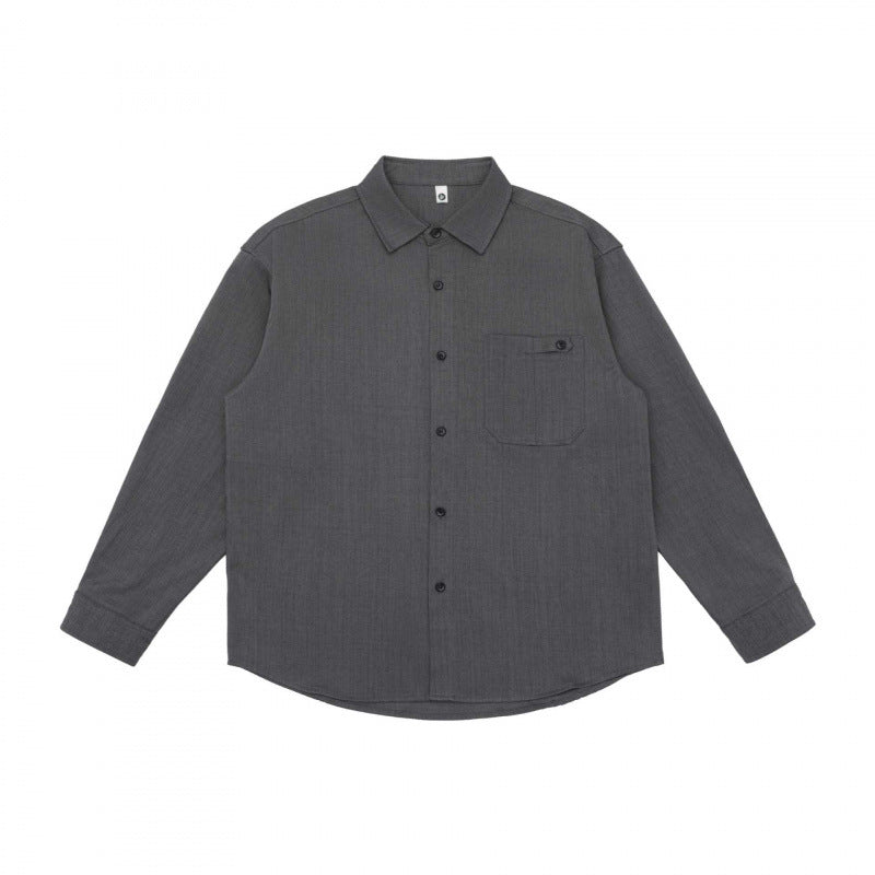 Unisex Oversize-Langarmhemd im Boxy-Cut mit Brusttasche und gerundetem Saum Nord Taschen