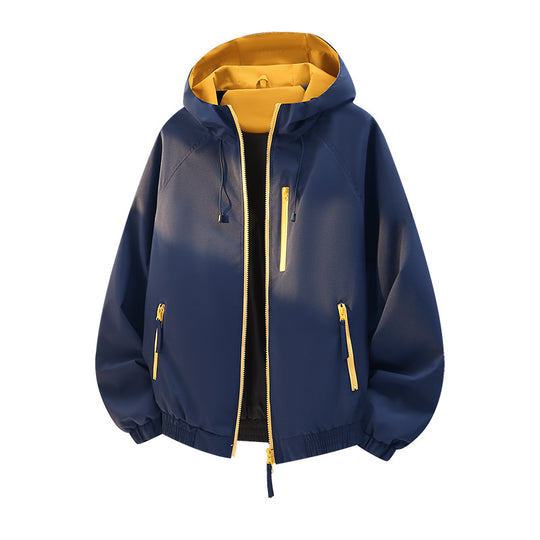 Damen Leichte Kapuzen‑Shelljacke im Urban‑Look mit kontrastfarbenem Futter, Reißverschlusstaschen und elastischem Bund Nord Taschen