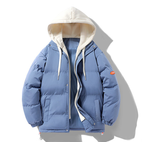 Herren Wattierte Pufferjacke mit kontrastfarbener Kapuze, winddichter Außenhülle und Kordelzug Nord Taschen