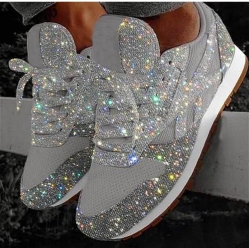 Damen nan glitzernde Fashion-Sneaker mit funkelnder Strassoptik atmungsaktivem Strick-Obermaterial und gepolstertem Komfortfußbett Nord Taschen