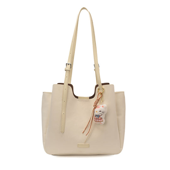 Damen elegante Shopper Tasche mit abnehmbarem Plüschanhänger Nord Taschen