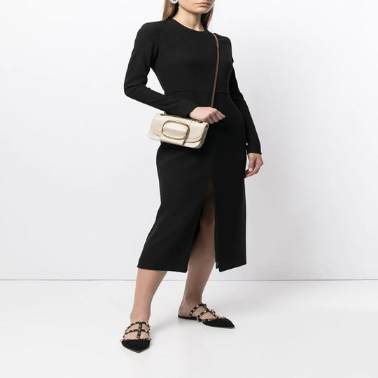 Damen Tailliertes Midikleid mit langem Arm, vorderlichem Schlitz und cleanem Tailoring Nord Taschen