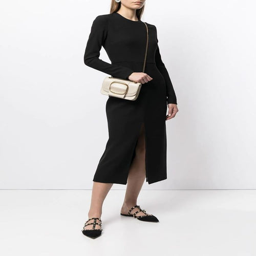Damen Tailliertes Midikleid mit langem Arm, vorderlichem Schlitz und cleanem Tailoring Nord Taschen