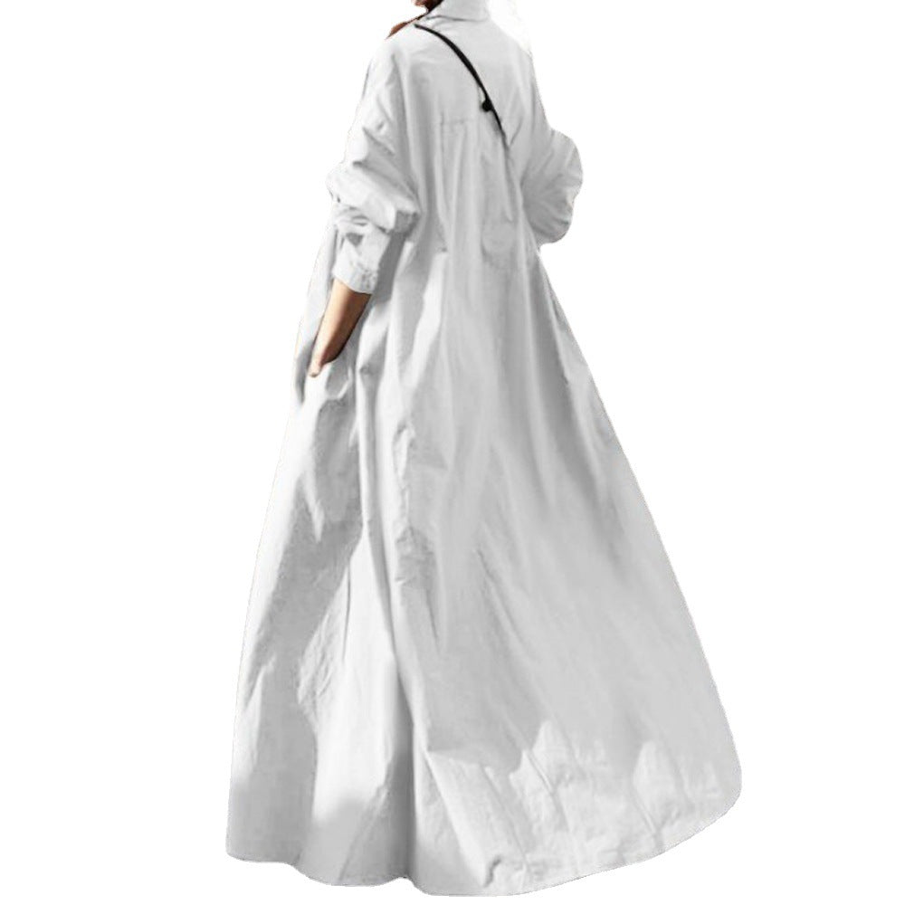 Damen Oversize-Hemdblusenkleid in A-Linie mit Hemdkragen Nord Taschen