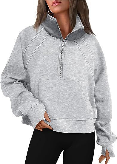 Damen sportlicher Hoodie mit kurzem Reißverschluss und praktischer Kängurutasche Nord Taschen