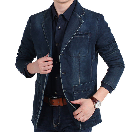Herren Eleganter Denim Blazer Nord Taschen