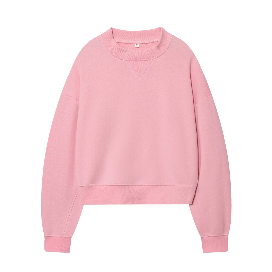 Damen Oversized kurzgeschnittenes Sweatshirt mit geripptem Halsausschnitt Nord Taschen