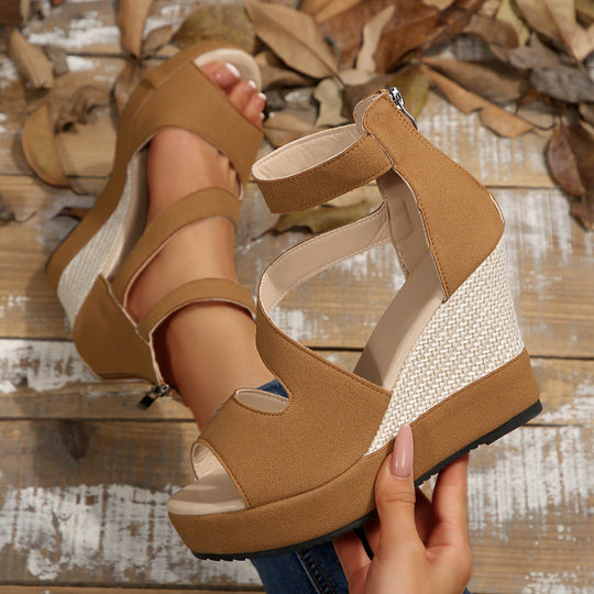 Damen Keil-Sandalen mit atmungsaktiven Riemen und rutschfester Sohle