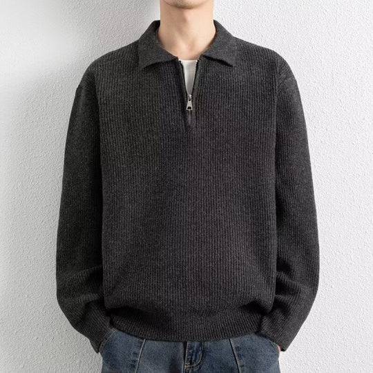 Herren Gemusterter Strickpullover mit Stehkragen Nord Taschen