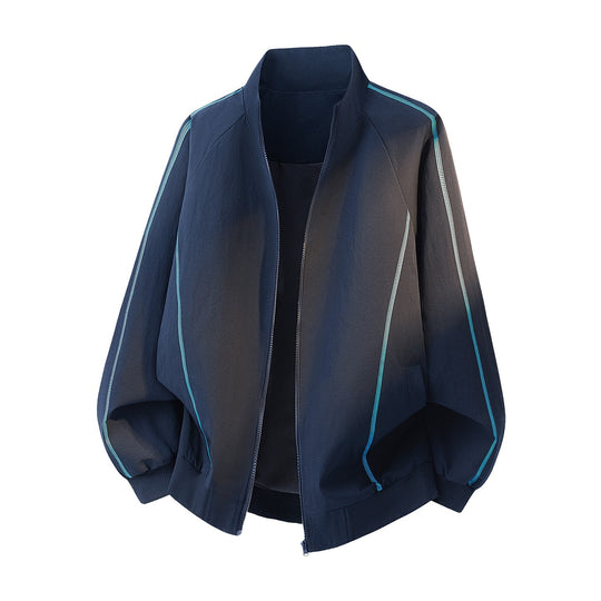 Damen Oversize-Bomberjacke mit Kontrastpaspeln, Stehkragen & Ballonärmeln Nord Taschen