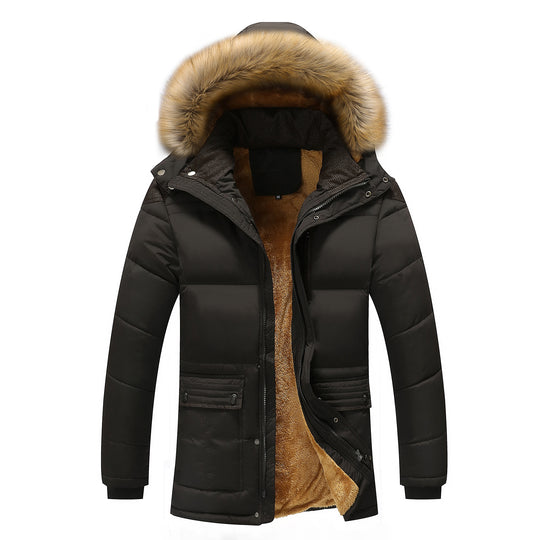 Herren Lang geschnittener Thermo-Parka mit Teddy-Innenfutter und abnehmbarem Kunstfellbesatz Nord Taschen