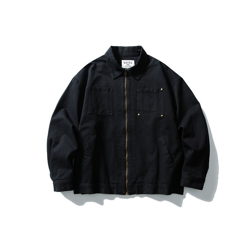 Unisex Kastig geschnittene Canvas-Workwear-Jacke mit durchgehendem Reißverschluss und aufgesetzten Brusttaschen Nord Taschen