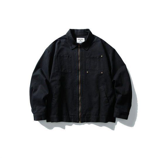 Unisex Kastig geschnittene Canvas-Workwear-Jacke mit durchgehendem Reißverschluss und aufgesetzten Brusttaschen Nord Taschen