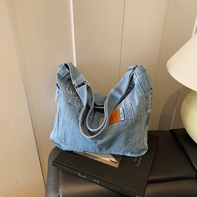 Damen modische Schultertasche aus hochwertigem Denim Nord Taschen