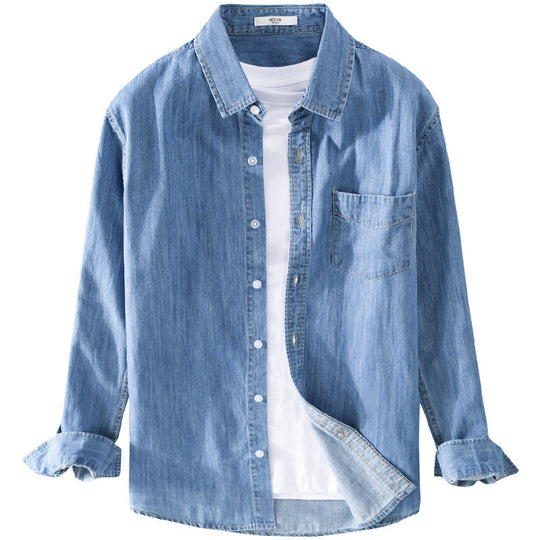 Herren Gewaschenes Denim-Overshirt mit Pattentasche, Relaxed-Fit und weichem Griff Nord Taschen