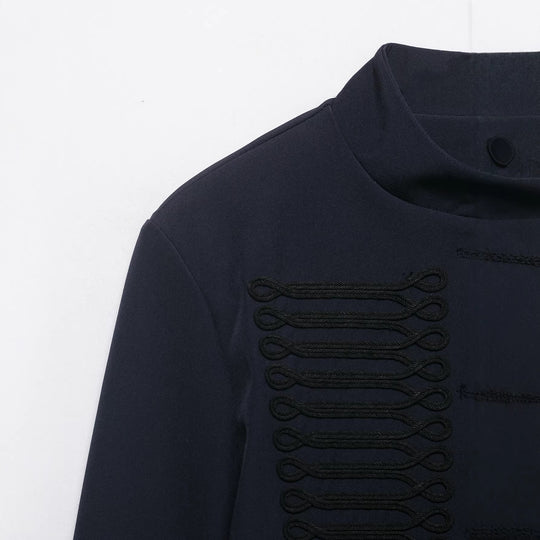 Damen Cropped militärinspirierte Kurzjacke mit Stehkragen und Zierkordeln Nord Taschen