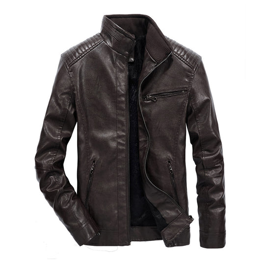 Herren schmal geschnittenes Kunstleder-Blouson mit hochschließendem Stehkragen und Schultersteppung Nord Taschen