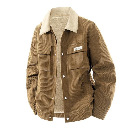 Herren Modische Cordjacke mit Fleecefutter Nord Taschen