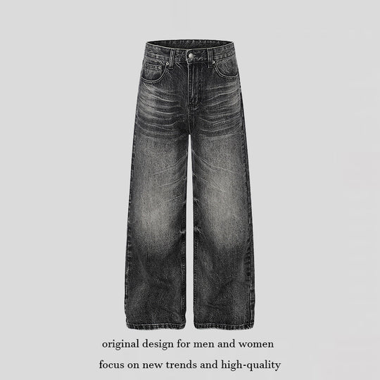 Damen Hochgeschnittene weite Palazzo-Jeans mit Used-Effekt Nord Taschen