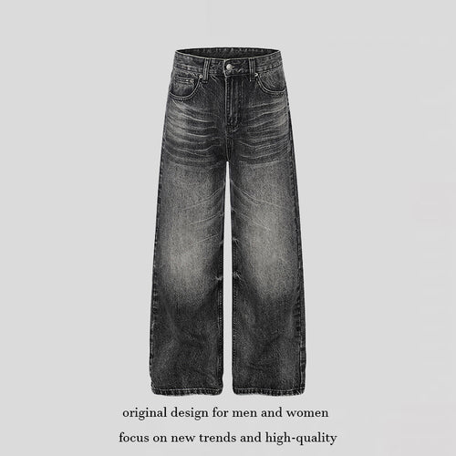 Damen Hochgeschnittene weite Palazzo-Jeans mit Used-Effekt Nord Taschen