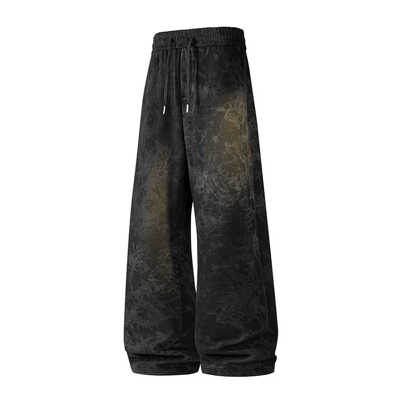 Damen Weite High-Waist Baggy-Sweathose mit Marmorier-Print, Kordelzug & elastischem Saum Nord Taschen
