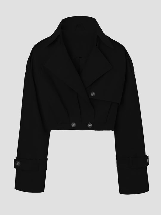 Damen Kurzjacke im Trenchcoat‑Stil mit weitem Revers Nord Taschen