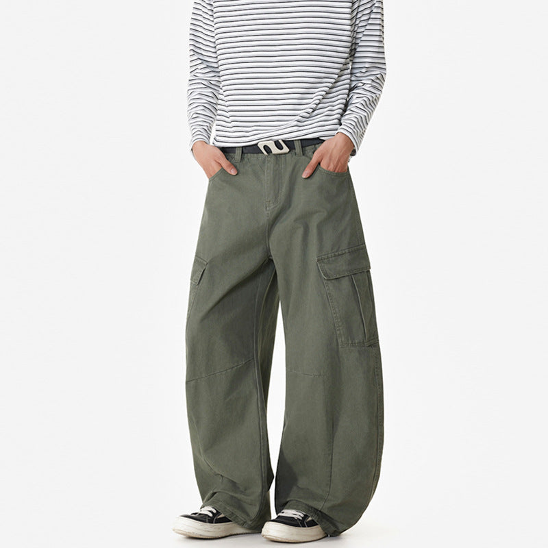Herren Weite Workwear-Cargo-Palazzohose aus Baumwoll-Canvas mit verstärkten Kniepartien und geräumigen Klappentaschen Nord Taschen