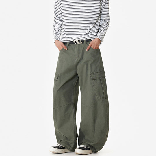 Herren Weite Workwear-Cargo-Palazzohose aus Baumwoll-Canvas mit verstärkten Kniepartien und geräumigen Klappentaschen Nord Taschen