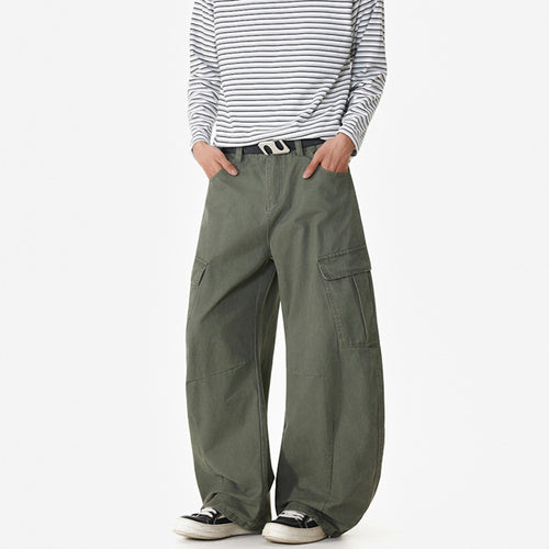 Herren Weite Workwear-Cargo-Palazzohose aus Baumwoll-Canvas mit verstärkten Kniepartien und geräumigen Klappentaschen Nord Taschen